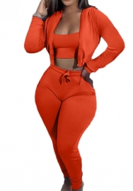 (Orange)2023 Styles Women Sexy&Fashion Autumn/Winter TikTok&Instagram Styles Hoodie Three Piece Suit