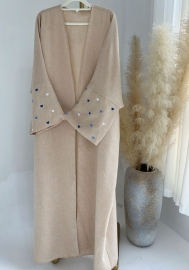 (Excluding handbag)(Real Image)2024 Styles Women Muslim Tassel Long Sleeve Elegant Open Front Long Robe