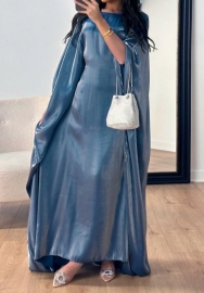 (Real Image)2024 Styles Women Muslim Tassel Long Sleeve Glitter Fabric Dress Gown
