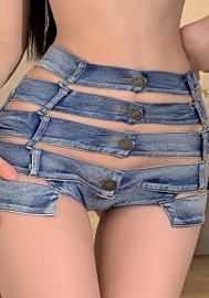 (Only Bottom,Real Image)2024 Styles Women Fashion Ripped High Waist Stretch Denim Shorts
