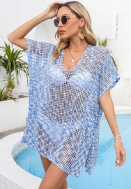 (Real Image)2024 Styles Women Summer Plus Size Drawstring Loose Beach Cover Up Knitted Bikini Vacation Sun Protection Clothing