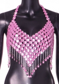 (Real Image)2024 Styles Women Sexy Fashionable Acrylic Rhinestone Crystal Pendant Chest Chain Body Chain