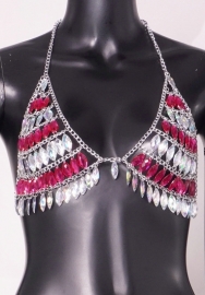 (Real Image)2024 Styles Women Sexy Acrylic Handmade Gemstone Colorful Chest Chain