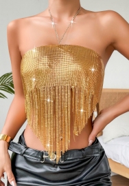 (Real Image)2024 Styles Women Sequined Metallic Choker Cami Top for Nightclubs