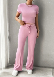 (Real Image)2024 Styles Women Spring/Summer Stylish Solid Color Round Neck Casual Wear Home Fashion Set