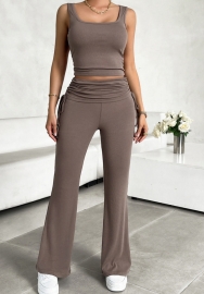 (Real Image)2024 Styles Women Spring/Summer Casual Solid Color Slim Fit Tank Top and Pants Homewear Set