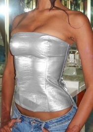 (Real Image)2024 Styles Women Stylish Halter Zip-Up Bodycon Top