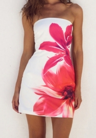 (White)2024 Styles Women Floral Print Halter Bodycon Mini Dress
