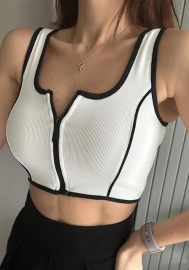 (White)2024 Styles Women Color-Blocking Large Bust Slimming Vest Crop Top