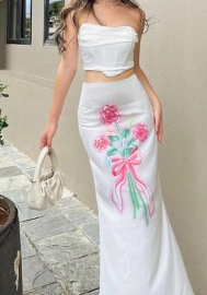 (Real Image,Only Bottom)2024 Styles Women Trendy Floral Print Sexy High-Waisted Bodycon Skirt