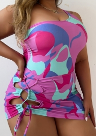 (Plus Size)2024 Styles Women Seductive Colorful Print Two-Piece Set