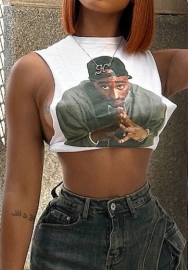 (Real Image)2024 Styles Women Retro 3D Print Streetwear Round Neck Sleeveless Vest Top