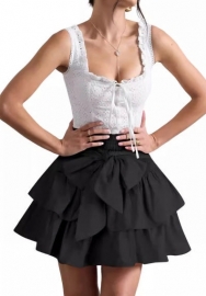 (Real Image,Only Bottom)2024 Styles Women Bow-Knot Pleated Skater Skirt