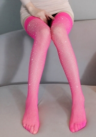(Rose)2024 Styles Women Seductive Thigh-High Stockings with Lace Trim and Embellished Sequins