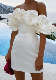 (Real Image)2024 Styles Women Solid-Color Halter Neck Ruffle Dress with Sweetheart Choker Detail