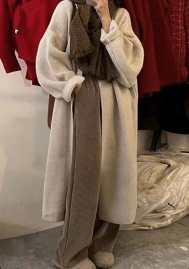 (Real Image,Only Coat)2024 Styles Women Loose-Fit Mid-Length Sweater Coat