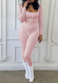 (Pink)2024 Styles Women Form-fitting Long Sleeve Women's Jumpsuit