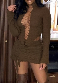 (Real Image)2024 Styles Women Fashionable Long Sleeve Skirt Set - Trendy Two-Piece Outfit