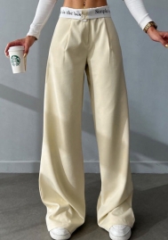 (Apricot,Only Bottom)2024 Styles Women High-Waist Straight-Leg Printed Pants for Chic Office Wear