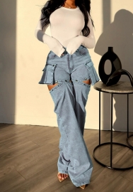 (Only Bottom,Real Image)2024 Styles Women Detachable Pockets & Stretchy Denim: Versatile Shorts & Long Pants for Every Occasion