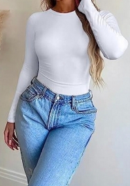 (Only Tops)2024 Styles Women Long-Sleeve Round-Neck Stretch Base Layer T-Shirt