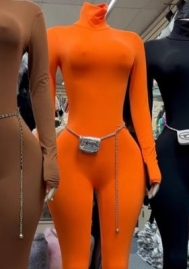 (Orange)2025 Styles Women Long-Sleeved Solid Jumpsuit