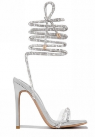 (Sliver)2025 Styles Women Strappy Cutout Peep-Toe Stilettos: Slimming and Chic Roman-Style Sandals