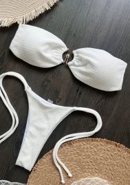 (Real Image)2025 Styles Women Metallic Solid Color Bikini with Sexy Open Back.
