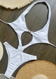 (Real Image)2025 Styles Women Solid One-Piece Swimsuit with Pearl Accents