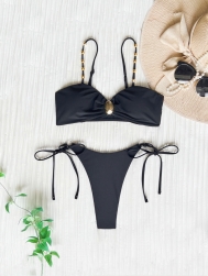 (Real Image)2025 Styles Women Solid High-Waist Backless Bikini
