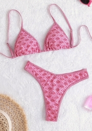 (Ross)2025 Styles Women Printed Triangle Bikini with Thong Bottom