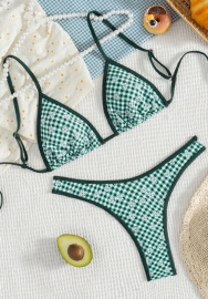 (Real Image)2025 Styles Women Printed Triangle Bikini with Thong Bottom