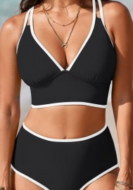 (Real Image)2025 Styles Women Color-Blocked Strap Bikini with High Waist and Sexy Design