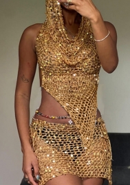 (Real Image)2025 Styles Women fashion two pieces sets Gold color