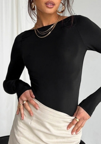 (Black)2022 Styles Women Sexy Spring&Winter TikTok&Instagram Styles Long Sleeve Round Neck Tops