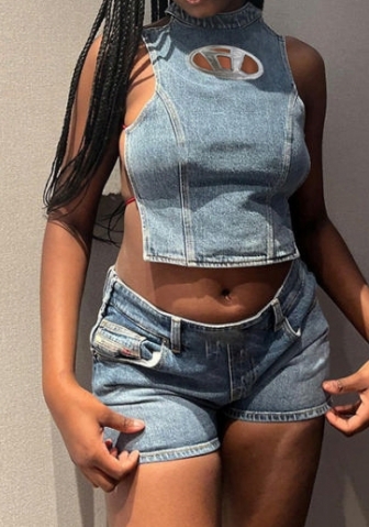 (Only Tops)(Real Image)2023 Styles Women Sexy&Fashion Spring&Summer TikTok&Instagram Styles Backless Jeans Cut Out Tops