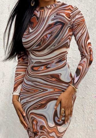 (Real Image)2023 Styles Women Sexy&Fashion Spring&Summer TikTok&Instagram Styles Print Long Sleeve Midi Dress