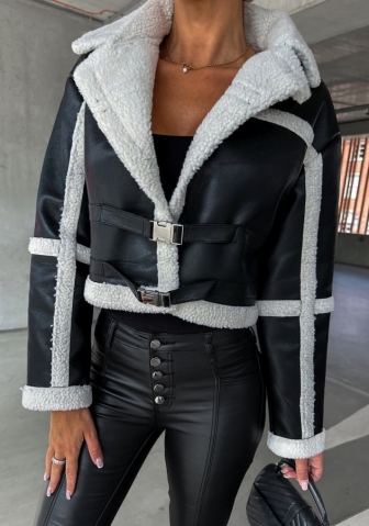 (Only Tops)(Black&White)2023 Styles Women Sexy&Fashion Autumn/Winter TikTok&Instagram Styles Fur Open Coat