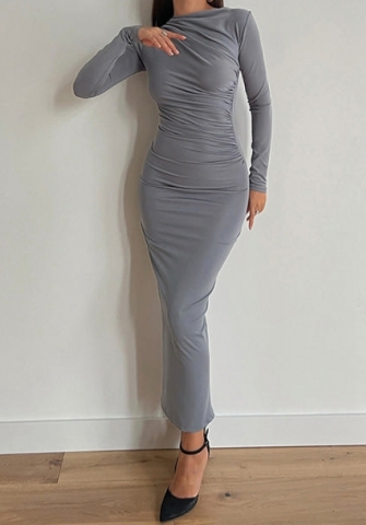 (Gray)2023 Styles Women Sexy&Fashion Autumn/Winter TikTok&Instagram Styles Long Sleeve Maxi Dress
