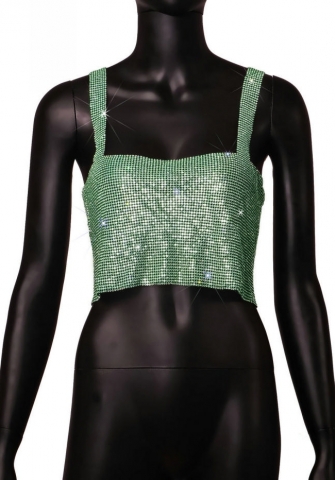 (Green)2023 Styles Women Sexy&Fashion Autumn/Winter TikTok&Instagram Styles Sequins Strap Tank Tops